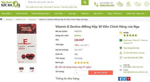 Nên mua vitamin E đỏ Nga ở đâu tốt nhất?