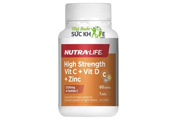Viên uống NutraLife High Strength Vit C + Vit D + Zinc