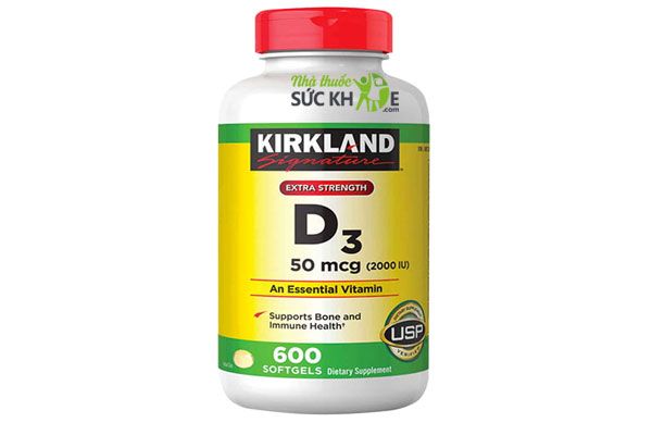 uống kẽm và vitamin D3 cùng lúc được không, Viên uống Vitamin D3 2000IU Kirland Signature