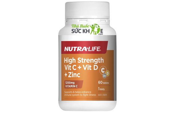 Vitamin C dạng viên nhai NutraLife High Strength Vit C + Vit D + Zinc
