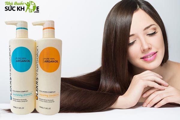 Bộ gội mang đến tóc uốn nắn, dầu xả Olexrs Hair Salon Argan Oil Collagen Complex