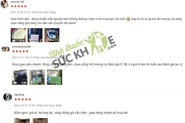 Phản hồi từ người dùng Instant Full Cream Milk Powder Pure Dairy