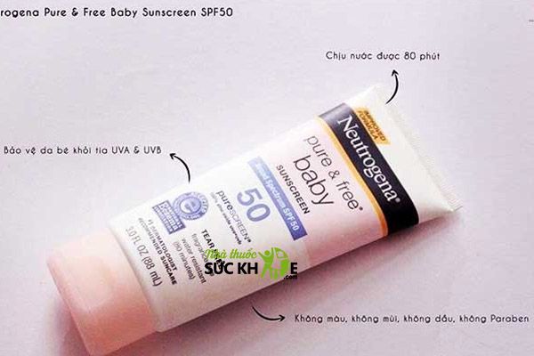 Các loại kem chống nắng an toàn cho bà bầu Neutrogena Pure & Free Baby Sunscreen Broad Spectrum SPF 50
