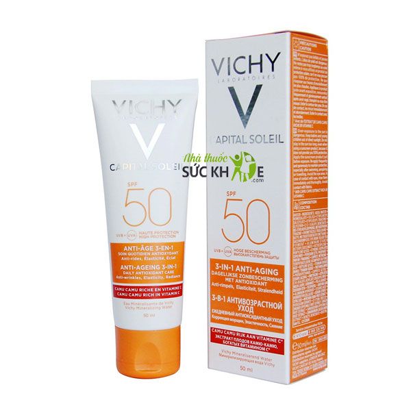 Kem chống nắng Vichy Capital Soleil SPF50 Anti Ageing 3 in 1
