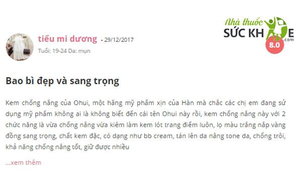 Kem chống nắng Ohui The First review 