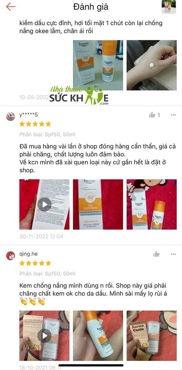 Review kem chống nắng Eucerin Oil Control
