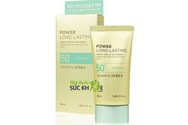 Kem chống nắng The Face Shop Power Long Lasting Green Tone Up