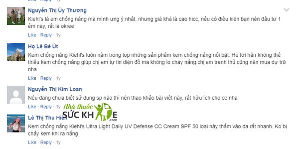 Kem chống nắng Kiehl's review từ người dùng