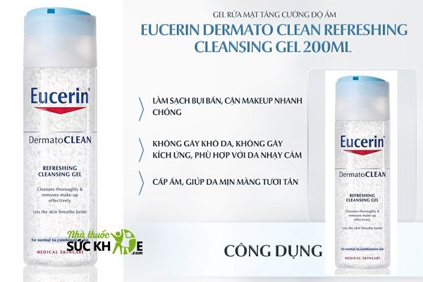 Review sữa rửa mặt Eucerin cho da nhạy cảm DermatoClean Refreshing Cleansing Gel
