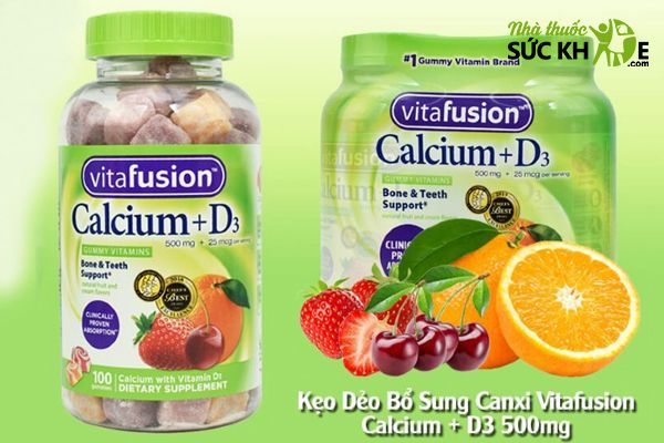 Kẹo dẻo dẻo canxi cho bé Vitafusion Calcium + D3 