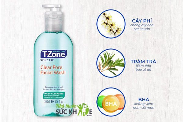 Sữa rửa mặt tràm trà T-Zone Clear Pore Facial Wash 