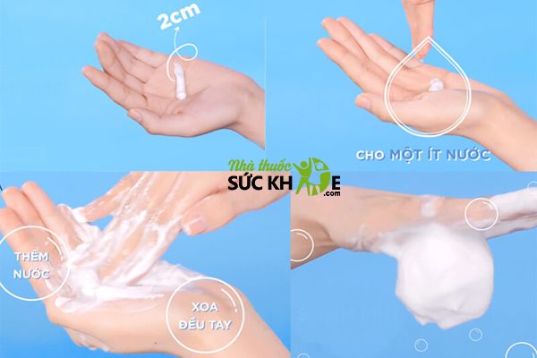 Tạo bọt sữa rửa mặt trước khi apply lên da