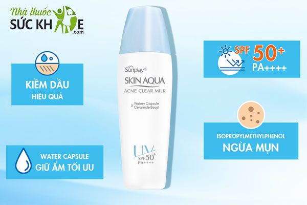 Kem chống nắng Aqua cho da mụn Acne Clear Milk