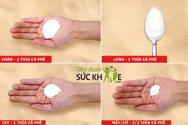 Lượng kem chống nắng cần thiết cho mỗi vùng da