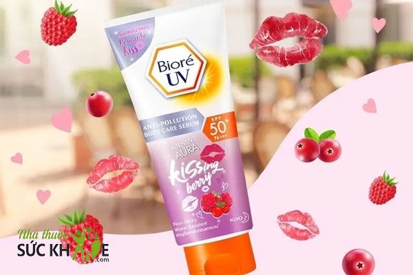 Kem chống nắng body Bioré UV Anti-Pollution Body Care Serum Intensive Aura Kissing Berry