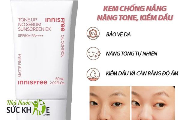 Kem chống nắng Innisfree cho da dầu nâng tone Tone Up No Sebum