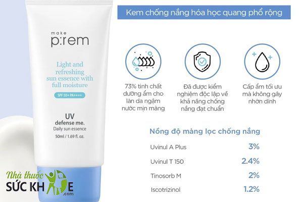 Kem chống nắng hóa học Make Prem UV Defense Me Daily Sun Essence