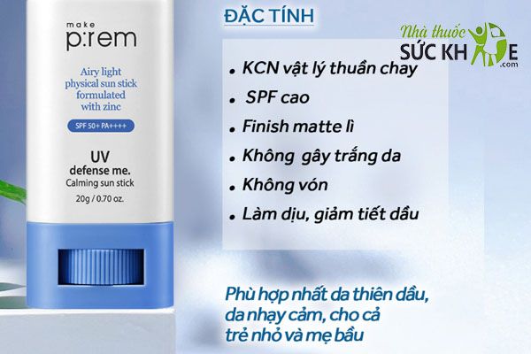 Kem chống nắng Prem dạng thỏi Make Prem UV Defense Me Calming Sun Stick