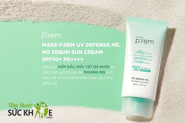 Kem chống nắng Prem màu xanh lá UV Defense Me No Sebum Sun Cream