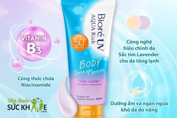 Serum chống nắng Biore UV Aqua Rich Body Tone Up Lilac Luster