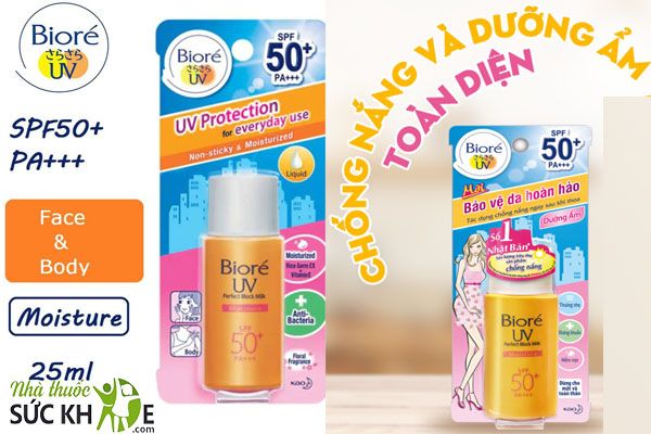Kem chống nắng nâng tone Biore UV Perfect Block Milk Moisture SPF50 PA+++