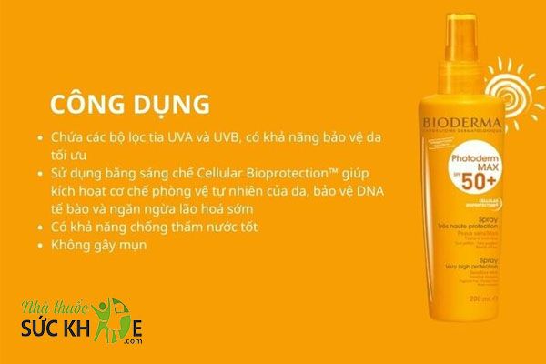 Xịt chống nắng Bioderma Photoderm Max Very High Protection Spray SPF 50