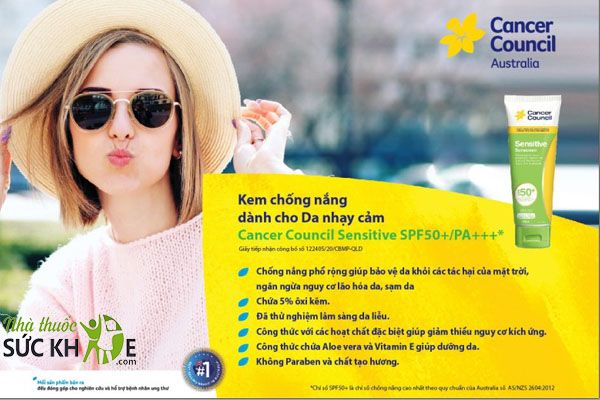 Kem chống nắng Cancer Council cho da nhạy cảm Sensitive