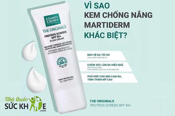 Kem chống nắng tốt nhất cho da mặt MartiDerm The Originals Proteos ngừa nám