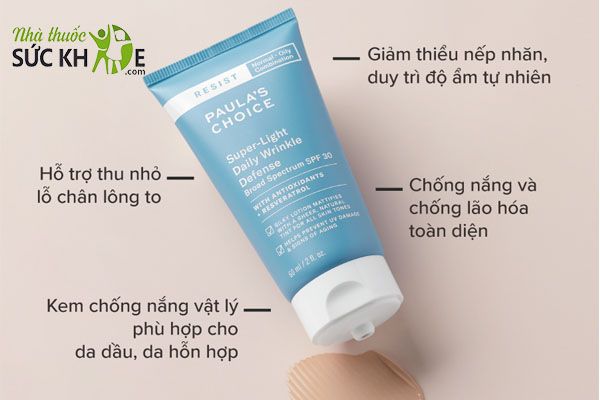 Kem chống nắng Paula’s Choice cho da khô Super Light Daily Wrinkle Defense