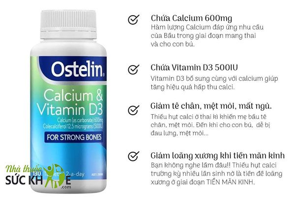 Thành phần chính trong Ostelin là canxi và Vitamin D3
