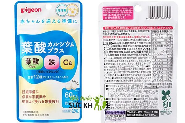 Thuốc canxi cho bà bầu của Nhật canxi, Axit Folic Pigeon