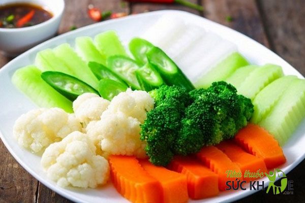 Cơm cùng rau củ luộc
