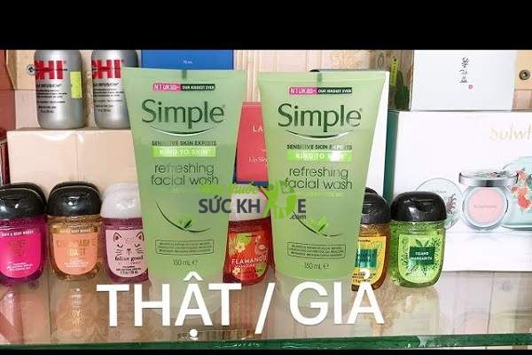 Ph&acirc;n biết sữa rửa mặt Simple thật giả qua k&iacute;ch thước