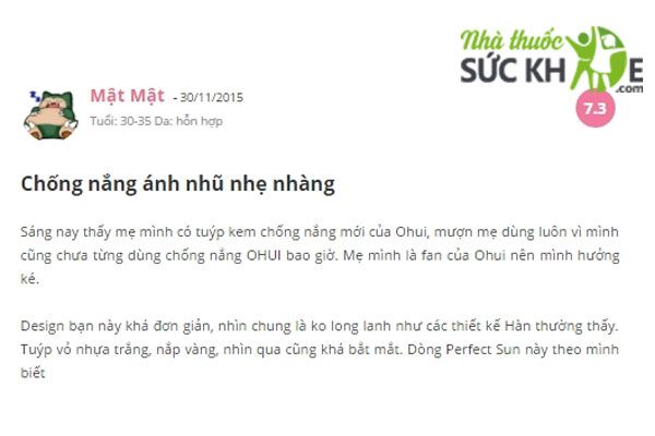 Review kem chống nắng Ohui