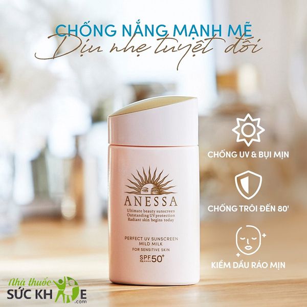 Kem chống nắng Anessa cho da dầu mụn nhạy cảm Anessa Perfect UV Sunscreen Mild Milk&nbsp;