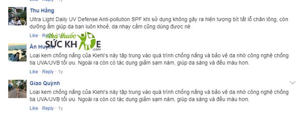 Kem chống nắng Kiehl's 60ml review d&ograve;ng Ultra Light Daily UV Defense