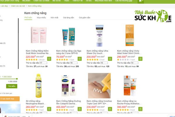 Mua kem chống nắng tại Nh&agrave; Thuốc Sức Khỏe để nhận nhiều ưu đ&atilde;i hấp dẫn