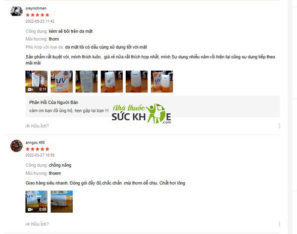 Kem chống nắng UV 50 Th&aacute;i Lan review