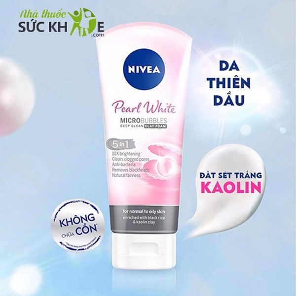 Sữa rửa mặt Nivea đất s&eacute;t ngọc trai l&agrave;m s&aacute;ng da&nbsp;