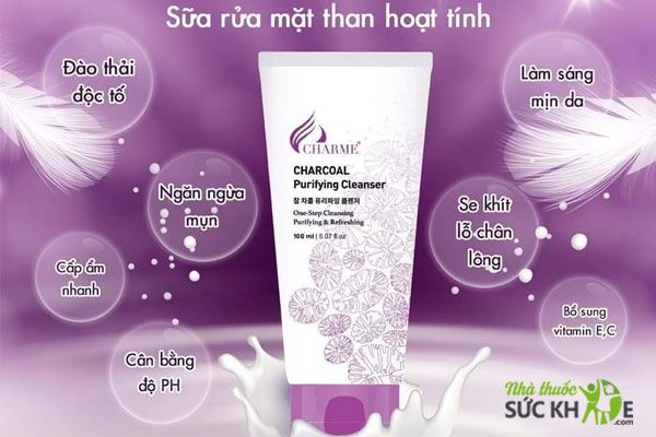 Sữa rửa mặt than hoạt t&iacute;nh Charme Charcoal Purifying Cleanser