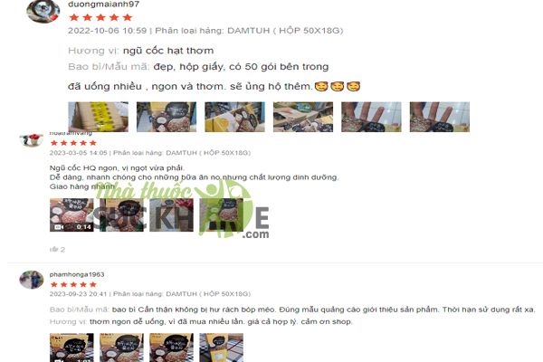 Review từ người d&ugrave;ng ngũ cốc cho b&agrave; bầu Damtuh