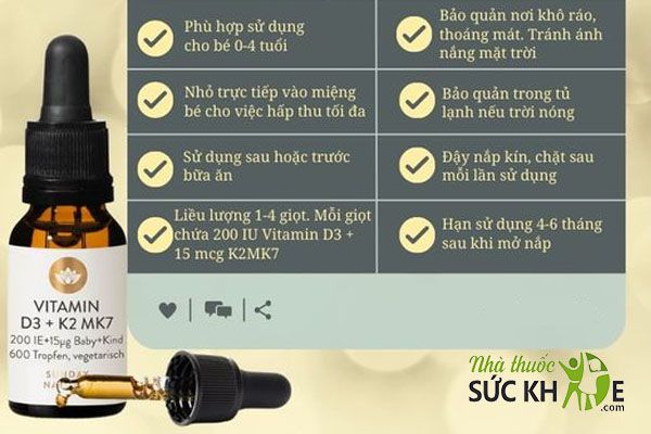Liều d&ugrave;ng Vitamin D3 K2 Mk7 Đức t&ugrave;y thuộc v&agrave;o độ tuổi của b&eacute;
