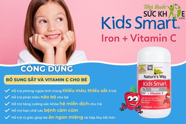 Kẹo dẻo Vitamin cho b&eacute; Nature&rsquo;s Way Kids Smart Iron + Vitamin C