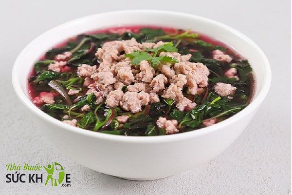 Canh rau dền nấu thịt băm
