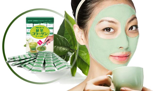 Collagen Hanamai trà xanh có thể dùng được bằng cách uống hoặc đắp mặt nạ