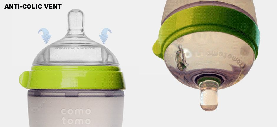 Núm ty Comotomo được thiết kế có 2 lỗ thông hơi giúp bé không bị đầy bụng, nôn trớ khi ăn