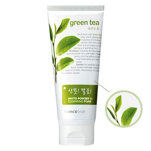 Sữa rửa mặt Green Tea The Face Shop được chiết xuất từ trà xanh thiên nhiên