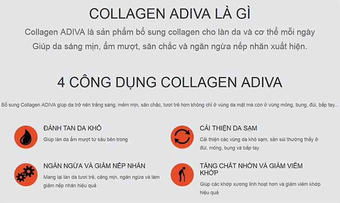 Công dụng tuyệt vời Collagen Adiva mang lại