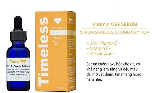 Serum Timeless 20% Vitamin CEF cung cấp độ ẩm, giúp nuôi dưỡng, tăng độ đàn hồi cho da