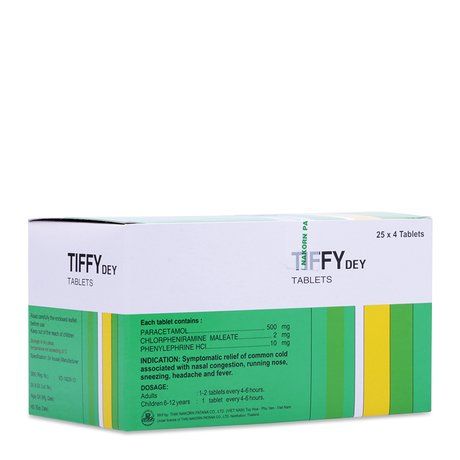 Thuốc điều trị các chứng cảm cúm Tiffy Dey (25 vỉ x 4 viên) 1
